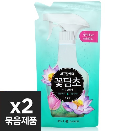 샤프란 꽃담초 섬유탈취제 리필 320mL 연꽃 2개