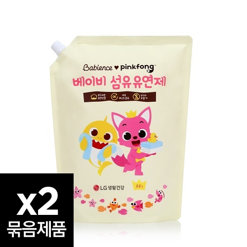 [1+1]베비언스 핑크퐁 베이비 섬유유연제 대용량 캡리필 2200ml