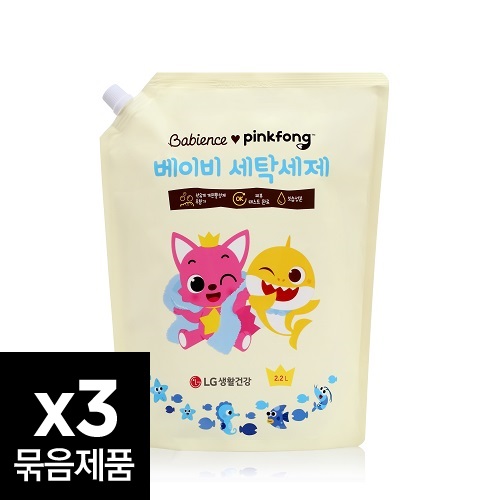 베비언스 핑크퐁 베이비 세탁세제 대용량캡리필 2200ml 3개